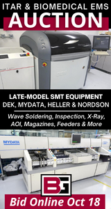 ITAR and Biomedical Electronic Manufacturing Facility Late-Model SMT Equipment: DEK, MyData, Heller & Nordson (25+) MyData/Agilis Magazines & (250+) Feeders Wave Soldering, Inspection, X-Ray, AOI & More 